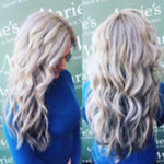 Hair styling of platinum blonde hair