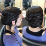 Hair styling of braids and bun