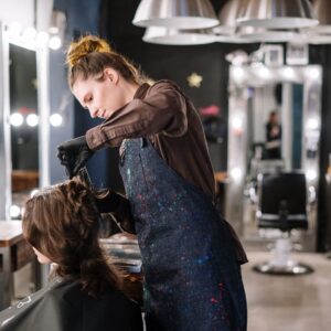 hair styling at beauty salon