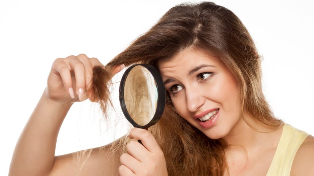 looking for split ends and damaged hair