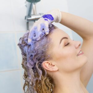 washing hair in shower