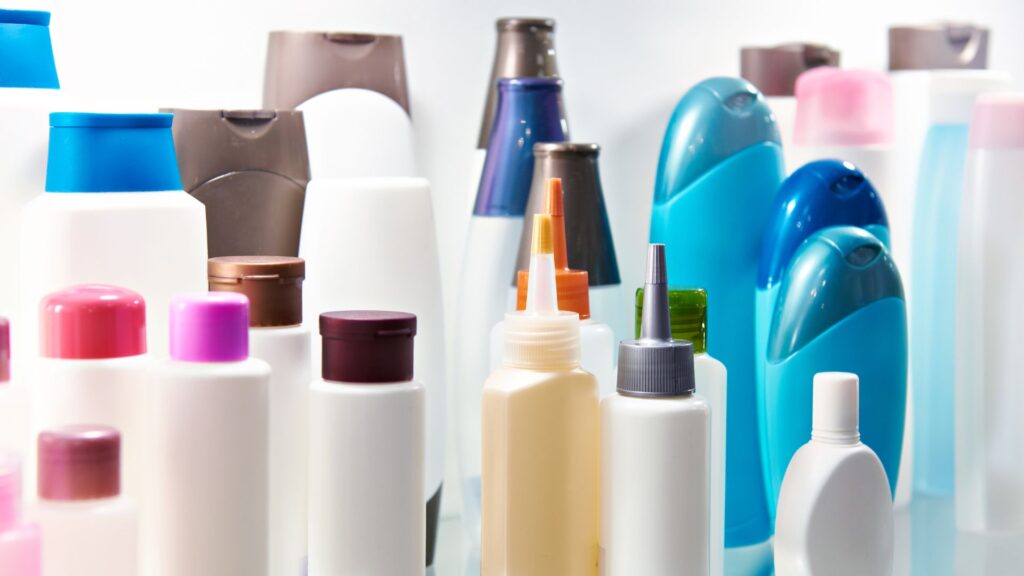 assorted shampoo bottles