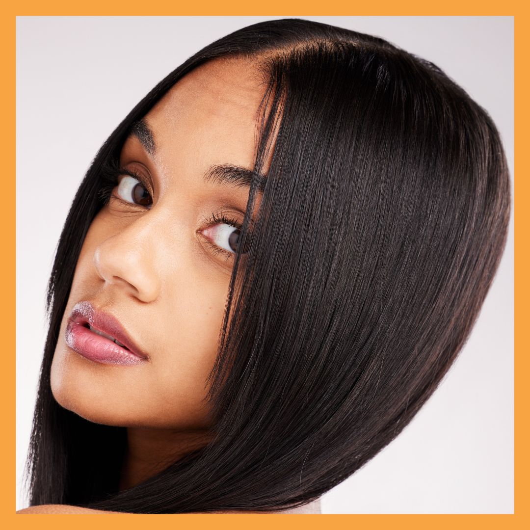 woman with straight brown hair