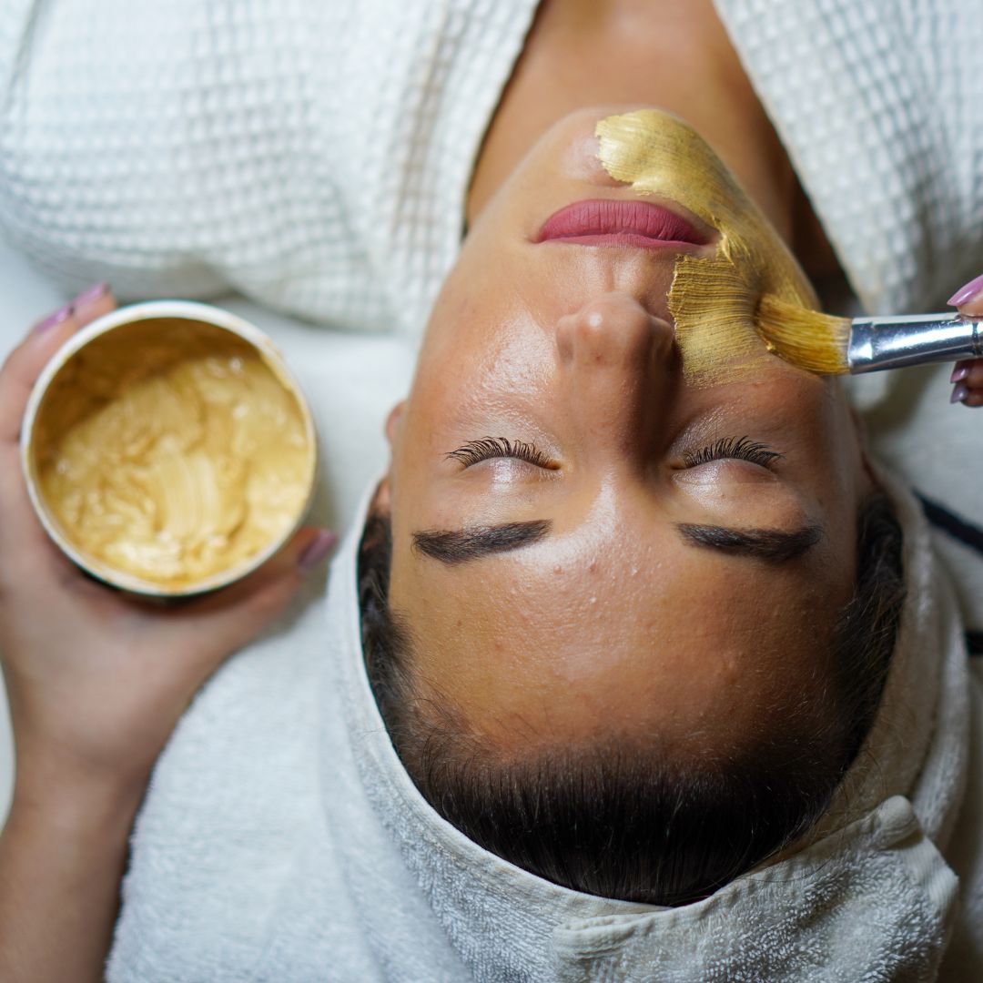 a woman getting a facial