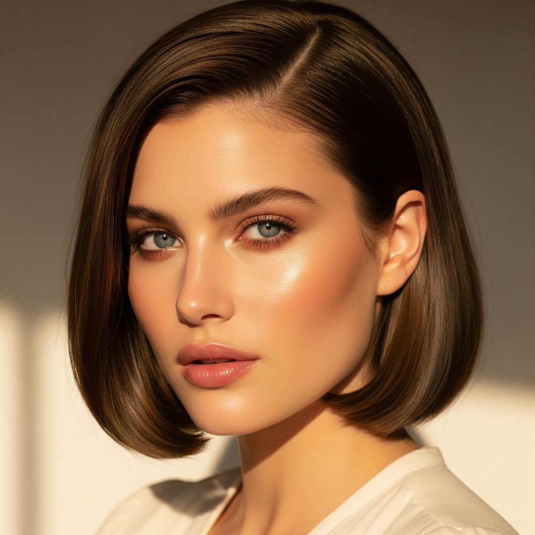 a woman with a heart shaped face