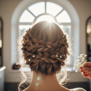 wedding updo with braids