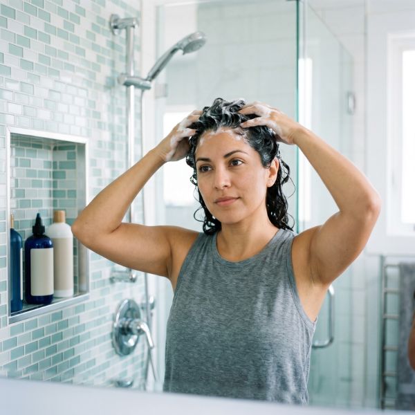 woman washing hair