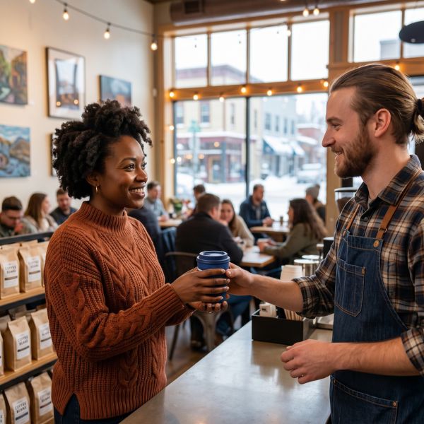 woman getting coffee