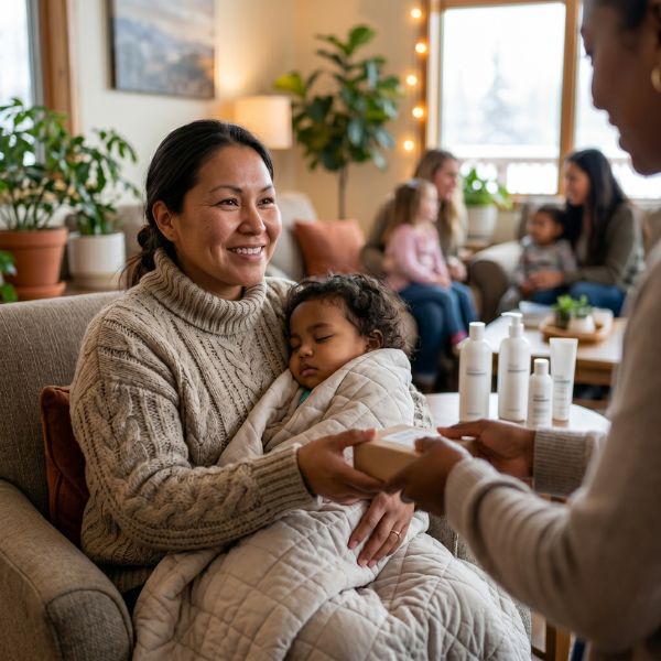 woman and child getting support